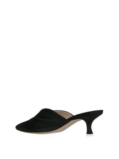 Shop Attico Satin Mules In Nero