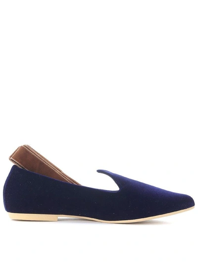 Shop Gia Couture Nikko Brown And Blue Velvet Flats