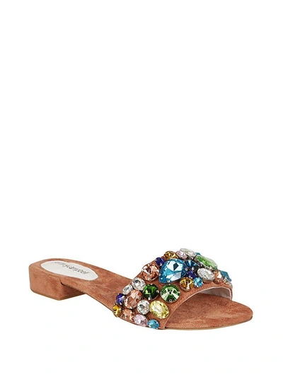 Shop Jeffrey Campbell Crystal Flat Sandals In Cipria