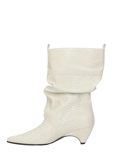 Shop Stella Mccartney Embossed Slouch Boots In White