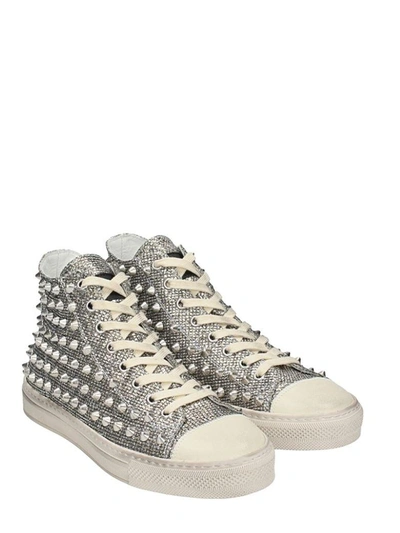 Shop Gienchi Jean Michel Hi Silver Strass Sneakers