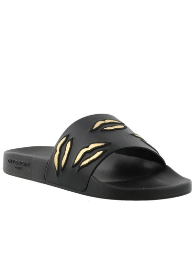 Shop Givenchy Slide Sandals In Black-gold