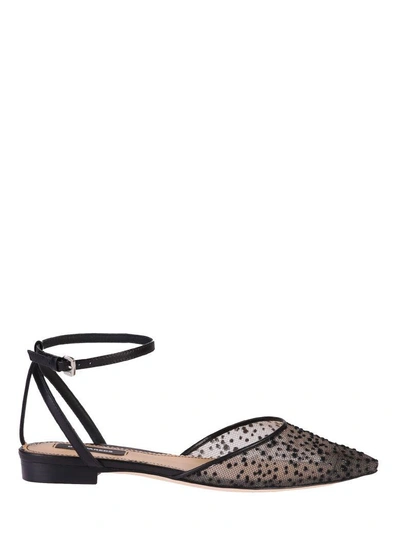 Shop Dsquared2 Leather And Mesh Sandals In Black