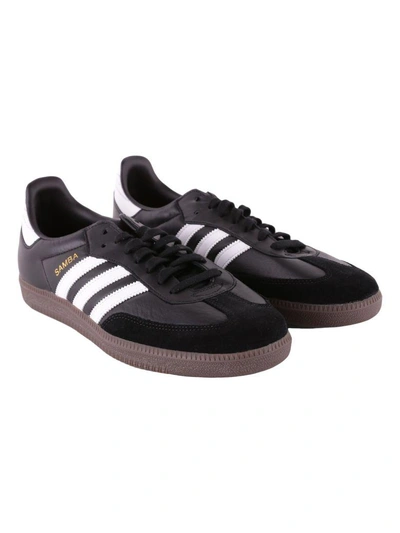 Shop Adidas Originals Samba Leather Sneakers In Black