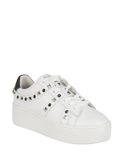Shop Ash Studded Jewel Embellished Sneakers In Bianco/smeraldo