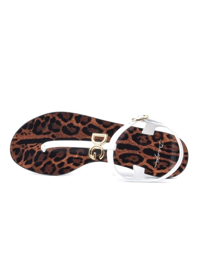 Shop Dolce & Gabbana White Patent Leather Sandals