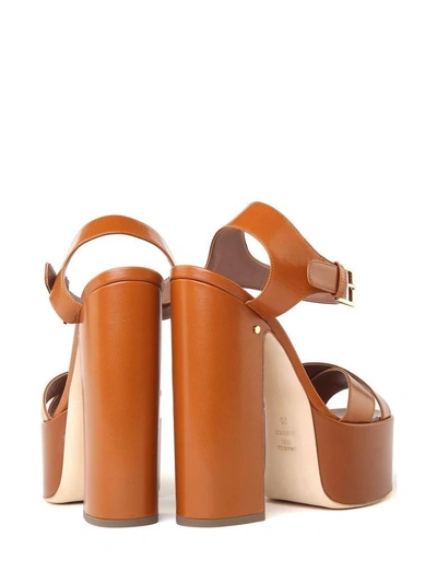 Shop Laurence Dacade Rosella Leather Platform Sandals In Cognac