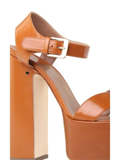 Shop Laurence Dacade Rosella Leather Platform Sandals In Cognac