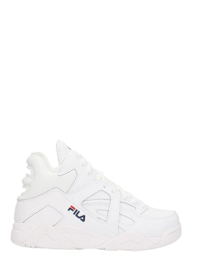 Shop Fila Wmns Cage Mid White Leather Sneakers
