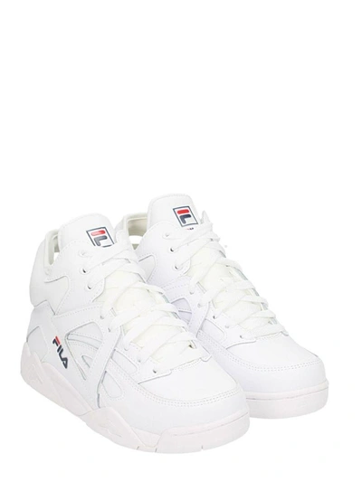 Shop Fila Wmns Cage Mid White Leather Sneakers