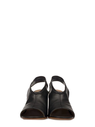 Shop Mm6 Maison Margiela Black Faux Letaher Heeled Sandal