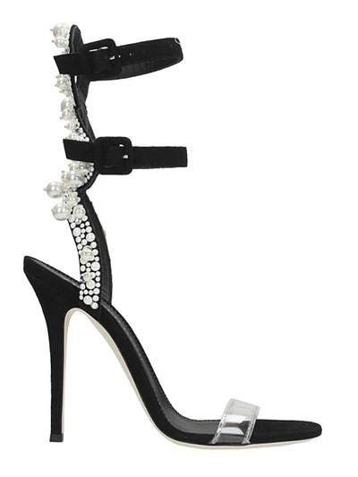 Shop Giuseppe Zanotti Vanessa Crystals And Pearls Sandals In Black