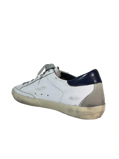 Shop Golden Goose White Blue Superstar Low Sneakers
