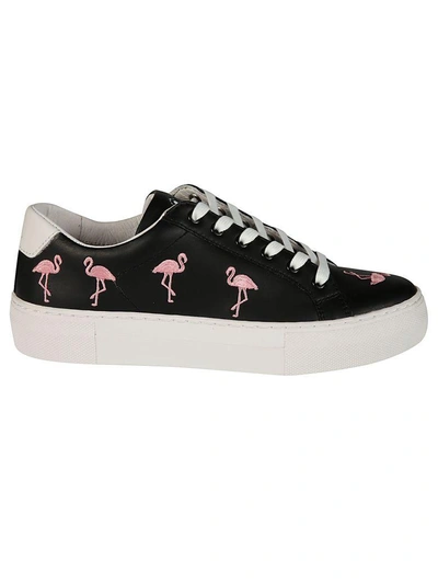 Shop Moa Master Of Arts Embroidered Flamingo Sneakers In Black