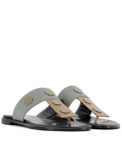 Shop Pierre Hardy Grey Leather Sandals