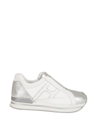 Shop Hogan H222 Slip-on Sneakers In Bianco Argento