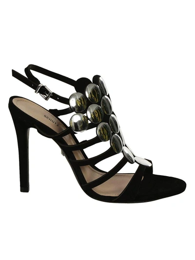 Shop Schutz Ankle Strap High Heel Sandals In Black-silver