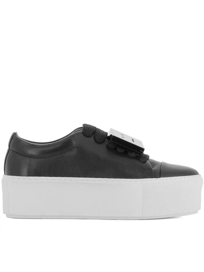 Shop Acne Studios Black Leather Drihanna Sneakers