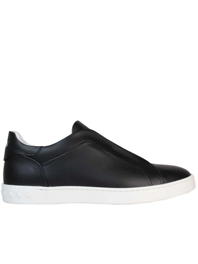 Shop Tod's Black Laceless Low Sneakers