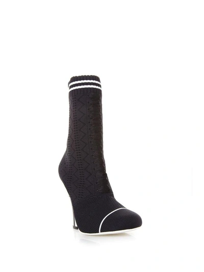 Shop Fendi Rockoko Boots In Black Elastic Yarn