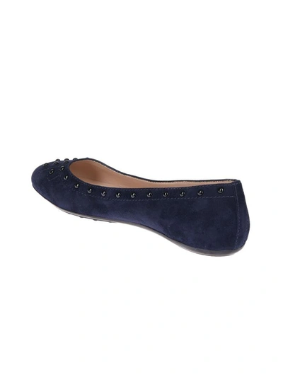 Shop Tod's Pebbled Ballerinas In Blue