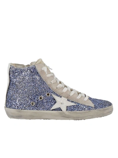 Shop Golden Goose Blue Glitter Sneakers