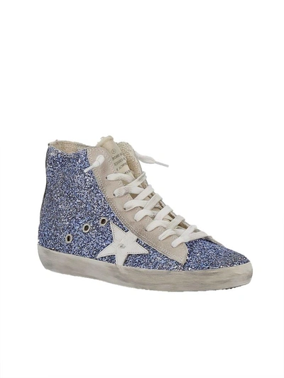 Shop Golden Goose Blue Glitter Sneakers