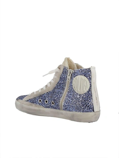 Shop Golden Goose Blue Glitter Sneakers