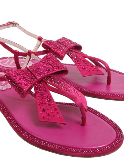 Shop René Caovilla Flips With Bow In Fucsia