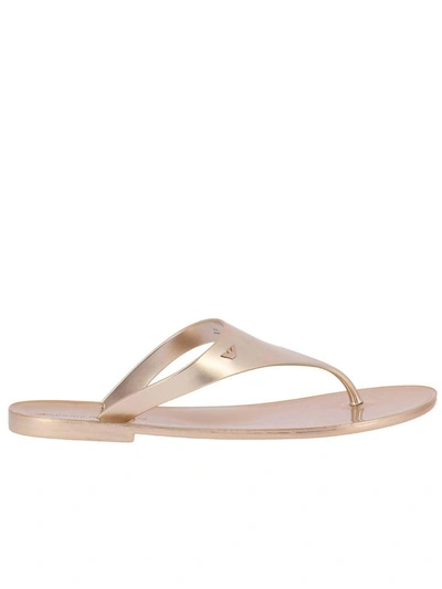 Shop Emporio Armani Flat Sandals Shoes Women  In Gold