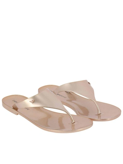 Shop Emporio Armani Flat Sandals Shoes Women  In Gold