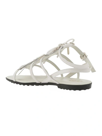 Shop Tod's Leather Sandal In White