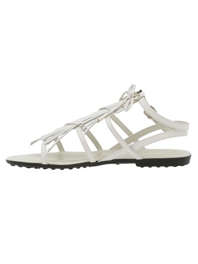 Shop Tod's Leather Sandal In White