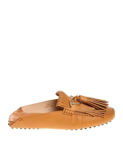 Shop Tod's Tasseled Loafers In Tan