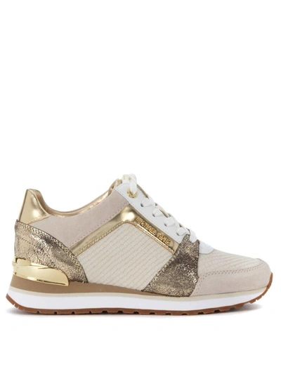 Michael Kors Billie Beige And Gold Leather Sneaker In Oro | ModeSens