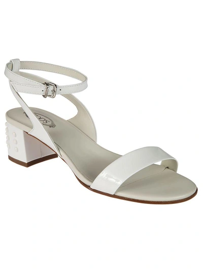 Shop Tod's Strappy Block Heel Sandals In White