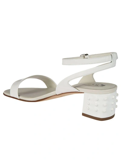 Shop Tod's Strappy Block Heel Sandals In White