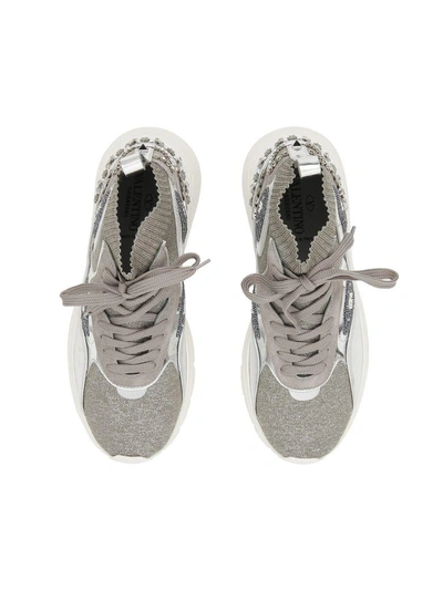 Shop Valentino Hi-top Lurex Sneakers In Silver (grey)