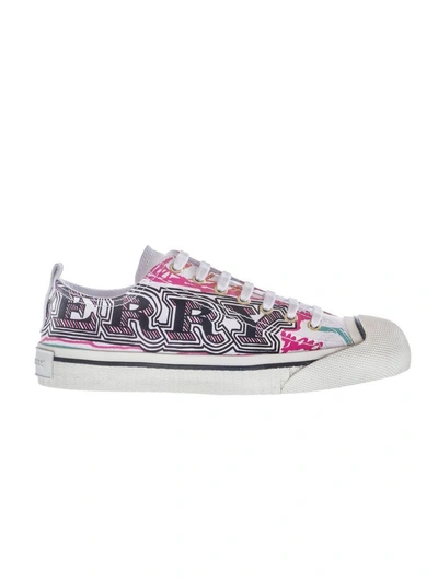 Shop Burberry Patterned Sneakers In Opticwhite