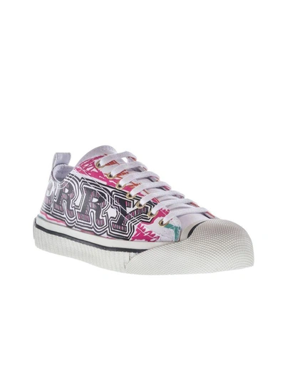 Shop Burberry Patterned Sneakers In Opticwhite