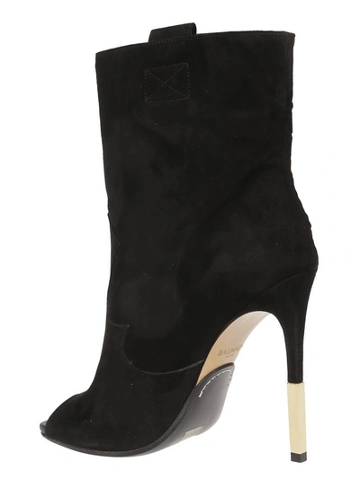 Shop Balmain Medallion Embossed Ankle Boots In Black
