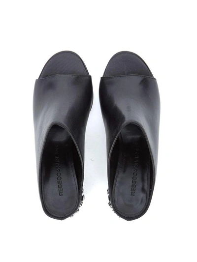Shop Rebecca Minkoff Selene Black Leather Sandal With Studs In Nero