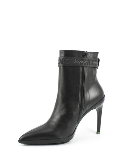 Shop Off-white Pointed Toe Black Calfskin Ankle Boots In Nero