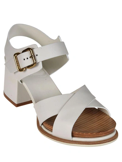 Shop Tod's Chunky Heel Sandals In White