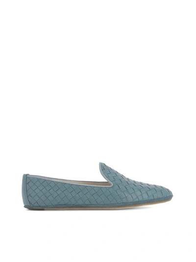 Shop Bottega Veneta Green Blue Leather Loafers