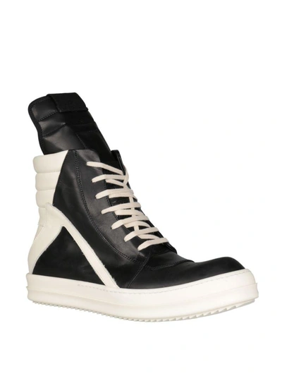 Shop Rick Owens High-top Geobasket Leather Sneakers In Nero