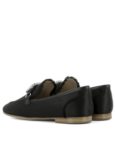 Shop Giuseppe Zanotti Black Satin Loafers