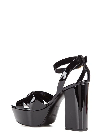 Shop Saint Laurent Crossover Platform Sandals In Black