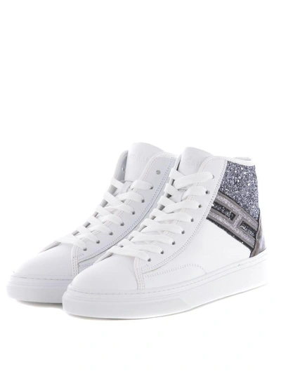 Shop Hogan Glitter Hi-top Sneakers In Bianco-argento