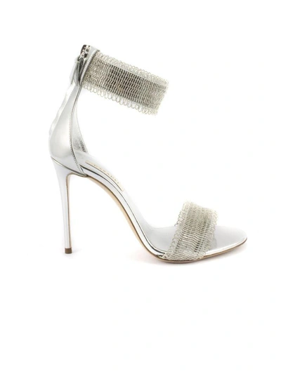 Shop Casadei Silver-tone High-heel Sandals In Argento